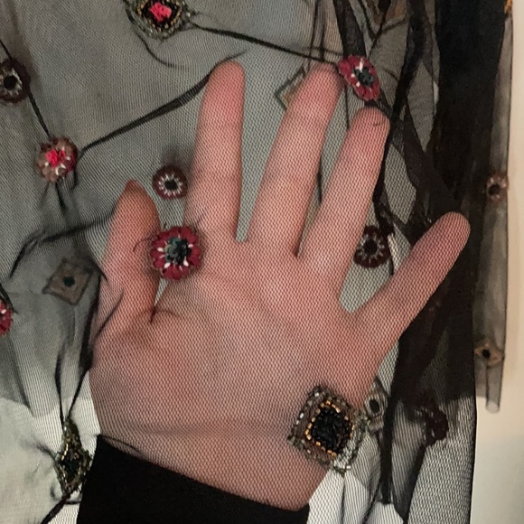 Zara Mesh Embroidered/Beaded top - Picture 2 of 5